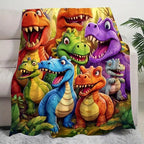 🎁 Söpö hymyilevä dinosauruskuvioinen flanellipeitto