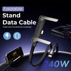 ⚡2-i-1 osynlig laddningskabel – 240W snabbladdningskabel med inbyggt telefonstativ