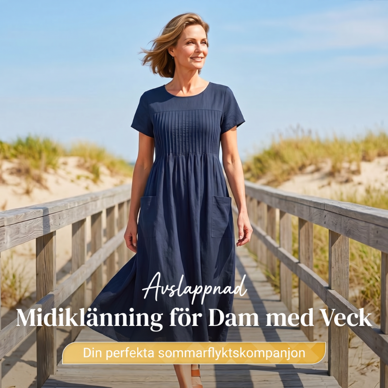 👗 50% ALE! ✨ Naisten laskostettu mekko lyhyillä hihoilla ja taskuilla – puuvilla-pellavasekoitetta, mukava ja täydellinen kesään ☀️