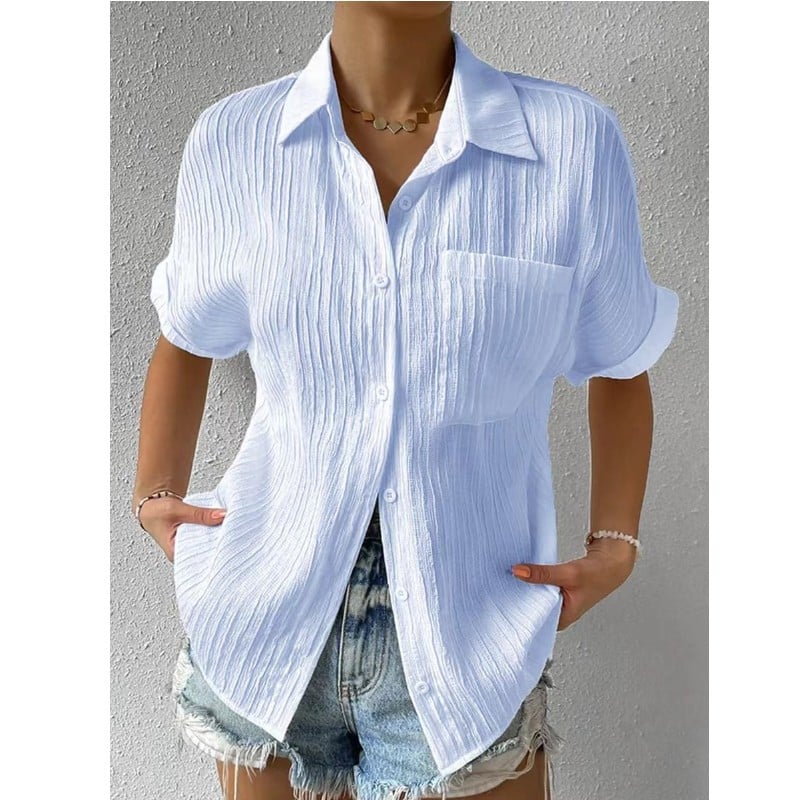🔥🎁Nyhet 50 % RABATT🔥Skjorta Krage Casual Knäppt Lös Blus