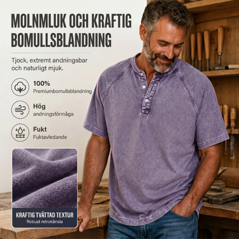 👕✨ Bomulls skjorta med bandkrage och raglanärmar – Jisooonly