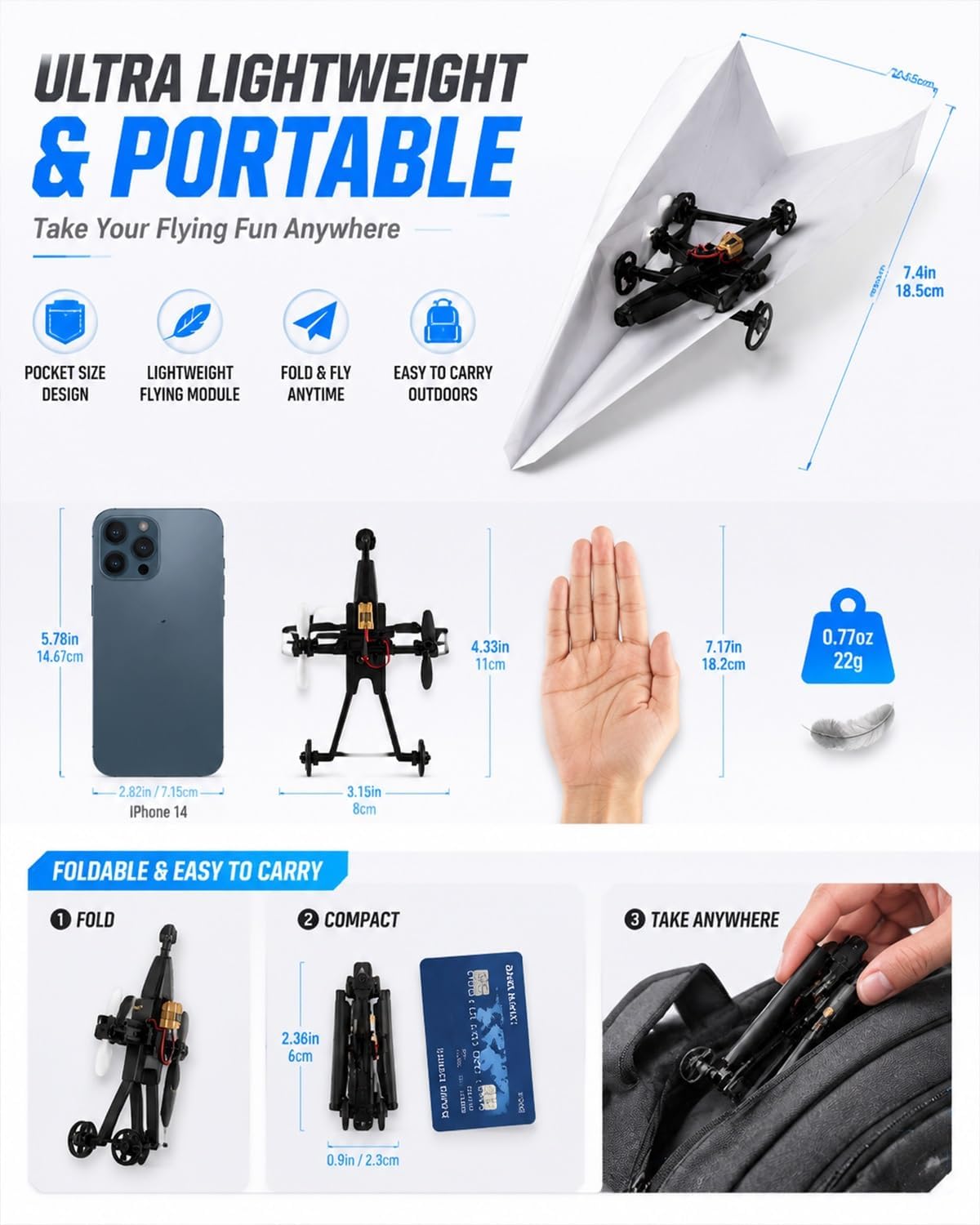 Up RC -paperilentokonepaketti gyroskooppivakaimella - DIY-sähköinen kauko-ohjattava lentokone kaksoispotkureilla, helppo taitto lentävä STEM-lelu