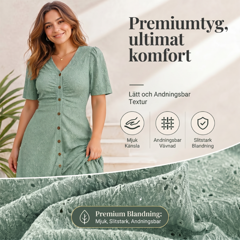 ✨ Elegantti pitsinen midimekko – V-pääntie, puhvihihat ja röyhelöhelma ✨✨3 % alennuskuponkikoodi: VAL3
