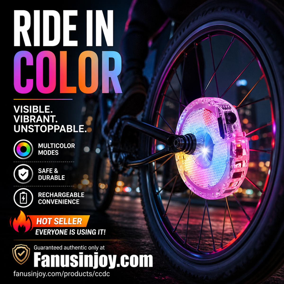⏳️Rajoitetun ajan -50 %! 💡🚴‍♀️Pakollinen hankinta pyöräilyharrastajille!🌃Valaise yö 🚴 Värikäs pyörän napavalaisin