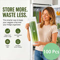 🥬 50/100 kpl uudelleenkäytettäviä pitkiä säilytyspusseja, kaksinkertaisella vetoketjulla suljettavia tuoreuspusseja keittiöön