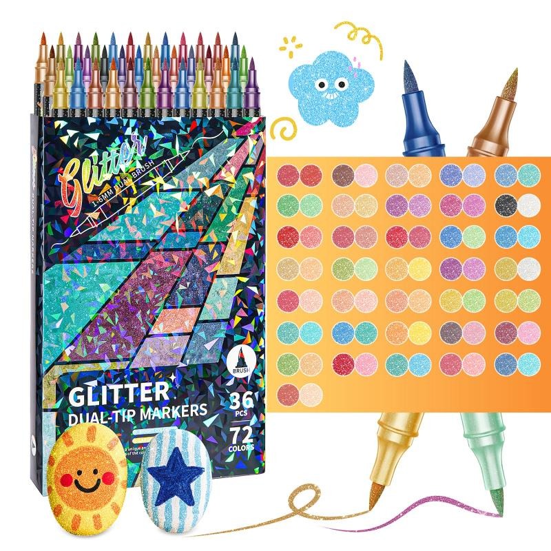 🎨Kimalleefektisivellintussit🥇✨: Luo kimaltelevaa taidetta tasaisesti 🥳(🌈24–96 väriä | Tasainen, ei tukkeutumista | Ei läpivuotamista📝)