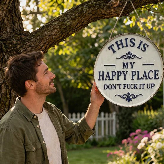 ✨Happy Place – Vintage-metallikyltti