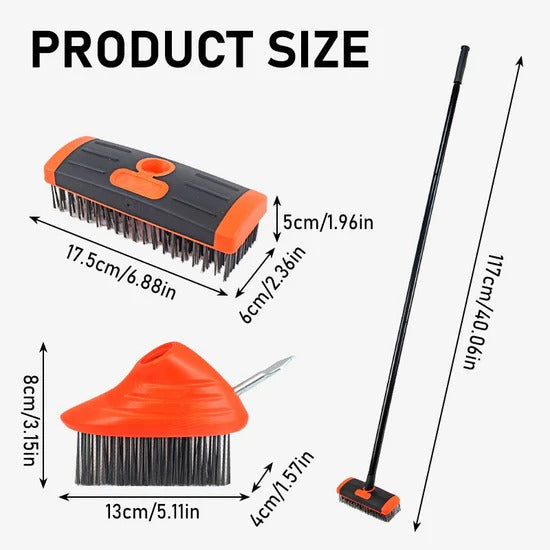 🧹 3-in-1 -rikkaruohojen kitkemiseen tarkoitettu harjassarja – kestävät teräsharjat, ergonominen kahva ja täydellinen terasseille, ajotielle ja puutarhapoluille 🏡