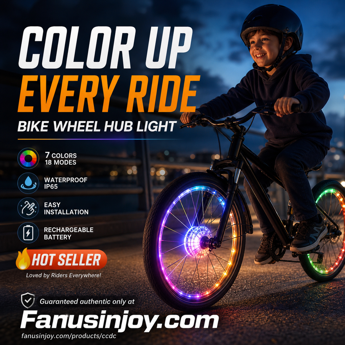 ⏳️Rajoitetun ajan -50 %! 💡🚴‍♀️Pakollinen hankinta pyöräilyharrastajille!🌃Valaise yö 🚴 Värikäs pyörän napavalaisin