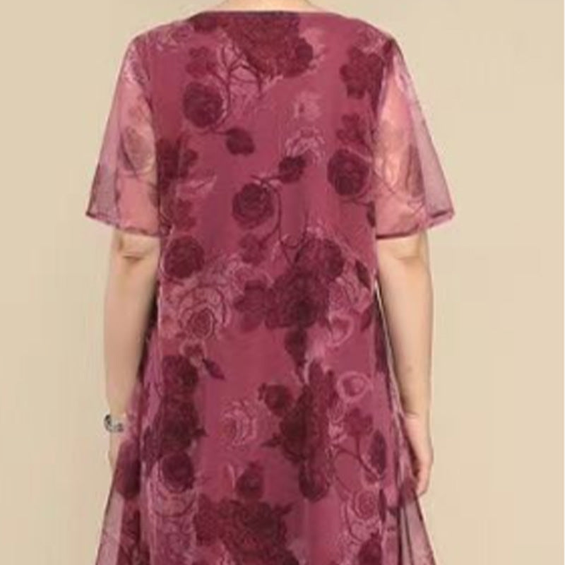 Naisten elegantti rento kevyt kuviollinen mekko