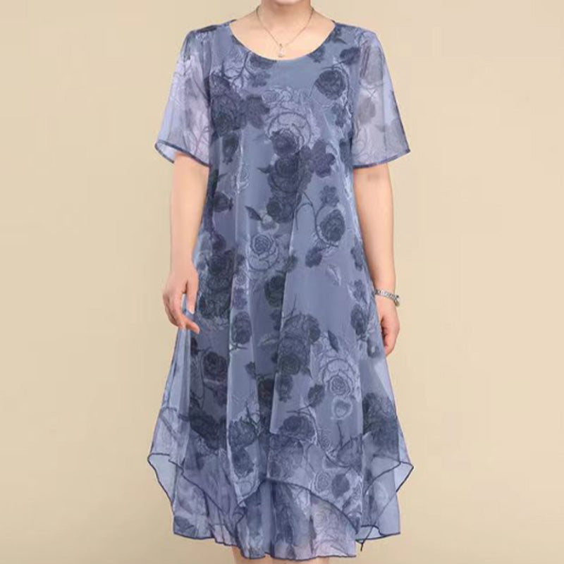 Naisten elegantti rento kevyt kuviollinen mekko