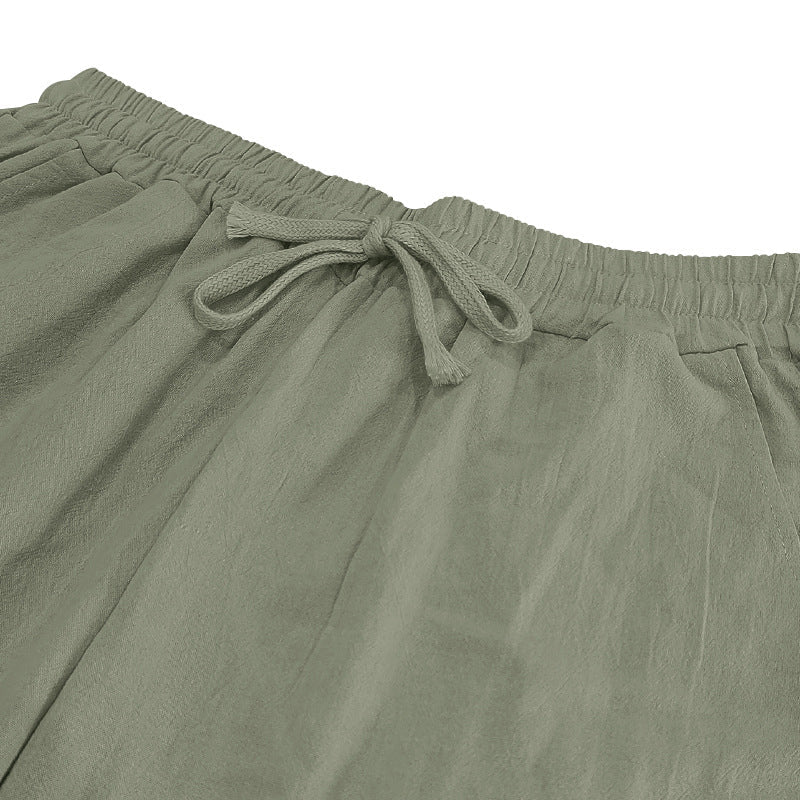 👖 50% ALE 🌿 | Rennot pellavahousut miehille - suorat lahkeet ja kiristysnyöri vyötäröllä