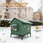 🏠 RAJOITETUN AJAN 50 % ALENNUS! 🐈 Säänkestävä, koholla oleva ulkokissankoppi – Vedenpitävä, eristetty, kokoontaitettava 🌧️