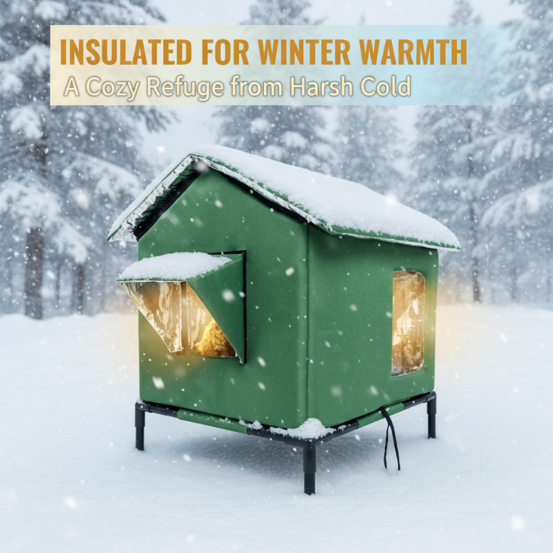 🏠 RAJOITETUN AJAN 50 % ALENNUS! 🐈 Säänkestävä, koholla oleva ulkokissankoppi – Vedenpitävä, eristetty, kokoontaitettava 🌧️