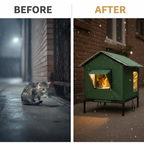 🏠 RAJOITETUN AJAN 50 % ALENNUS! 🐈 Säänkestävä, koholla oleva ulkokissankoppi – Vedenpitävä, eristetty, kokoontaitettava 🌧️