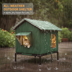 🏠 RAJOITETUN AJAN 50 % ALENNUS! 🐈 Säänkestävä, koholla oleva ulkokissankoppi – Vedenpitävä, eristetty, kokoontaitettava 🌧️