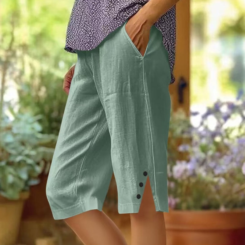 ⏳Aikarajoitettu tarjous⏰Naisten rennot yksiväriset taskulliset caprihousut