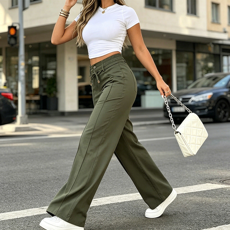 👖 RAJOITETUN AJAN 50% ALENNUS! 💥 Naisten housut, korkea vyötärö ja suorat lahkeet – etusauma, joustava takaosa, monikäyttöiset ✨3 % alennuskuponkikoodi: VAL3