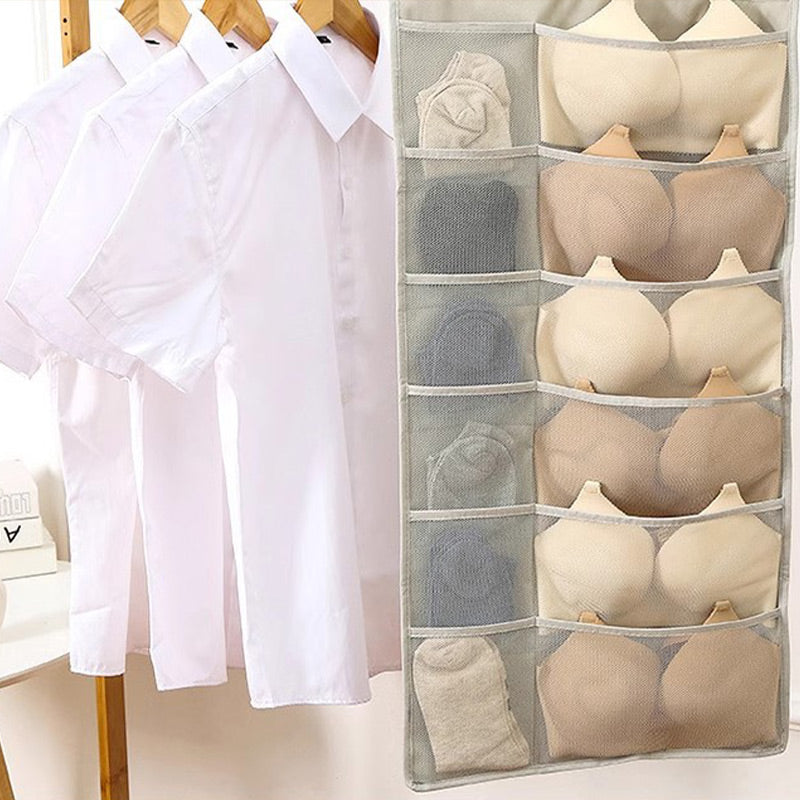 🧦 RAJOITETUN AJAN -50 % ALE! ✨ Kaksipuolinen alusvaatteiden säilytysteline – läpinäkyvä verkko, pyörivä koukku, tilaa säästävä 👙