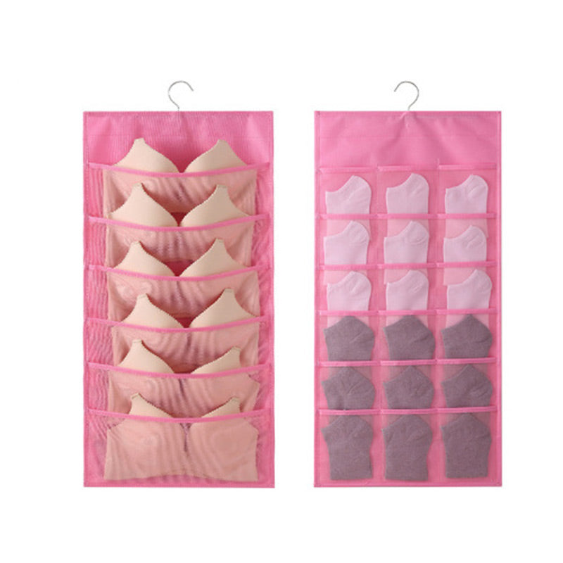 🧦 RAJOITETUN AJAN -50 % ALE! ✨ Kaksipuolinen alusvaatteiden säilytysteline – läpinäkyvä verkko, pyörivä koukku, tilaa säästävä 👙