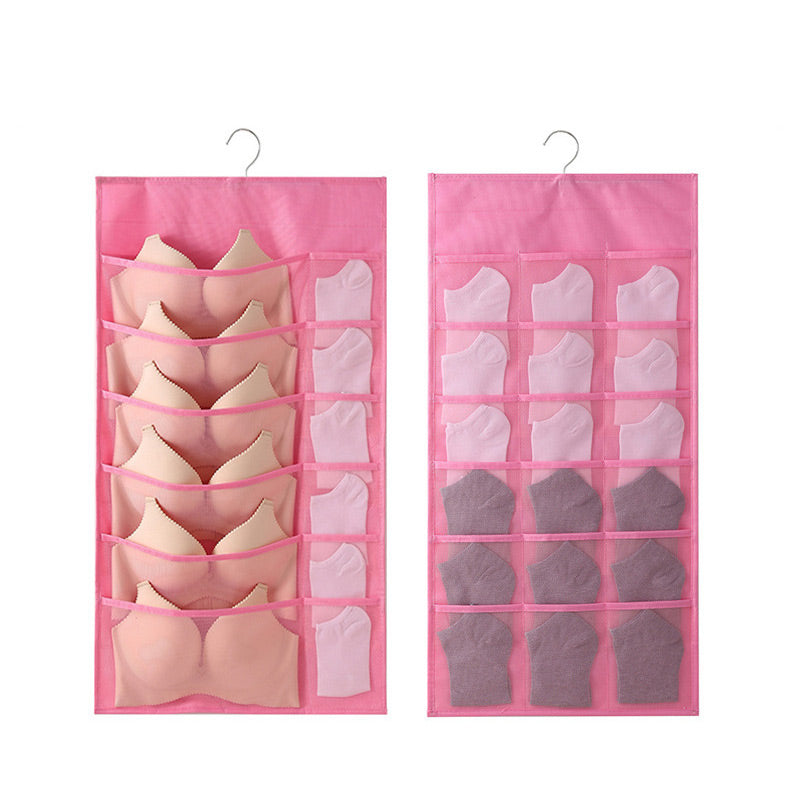 🧦 RAJOITETUN AJAN -50 % ALE! ✨ Kaksipuolinen alusvaatteiden säilytysteline – läpinäkyvä verkko, pyörivä koukku, tilaa säästävä 👙
