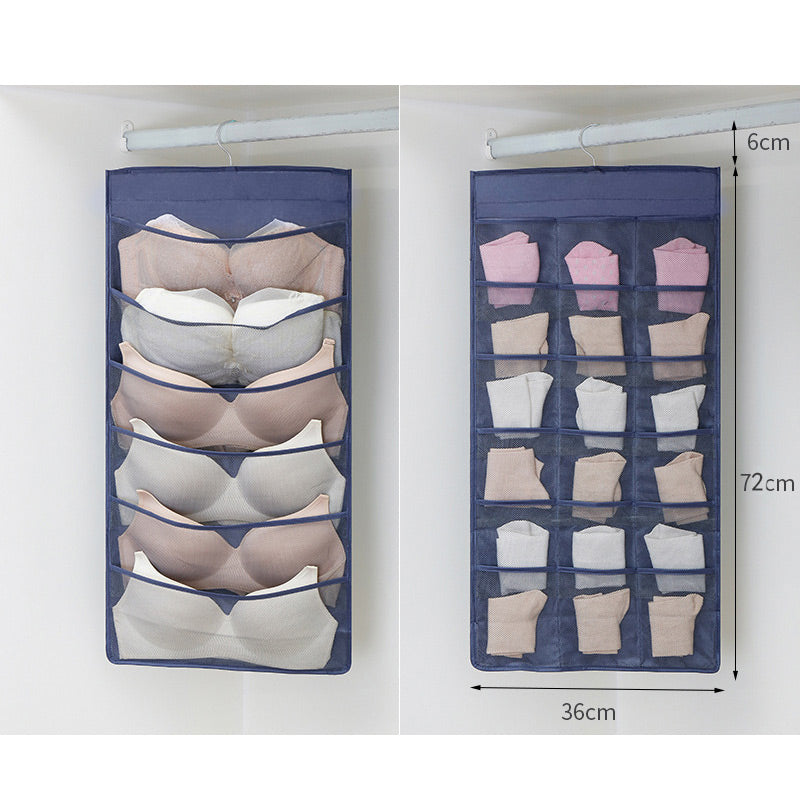 🧦 RAJOITETUN AJAN -50 % ALE! ✨ Kaksipuolinen alusvaatteiden säilytysteline – läpinäkyvä verkko, pyörivä koukku, tilaa säästävä 👙